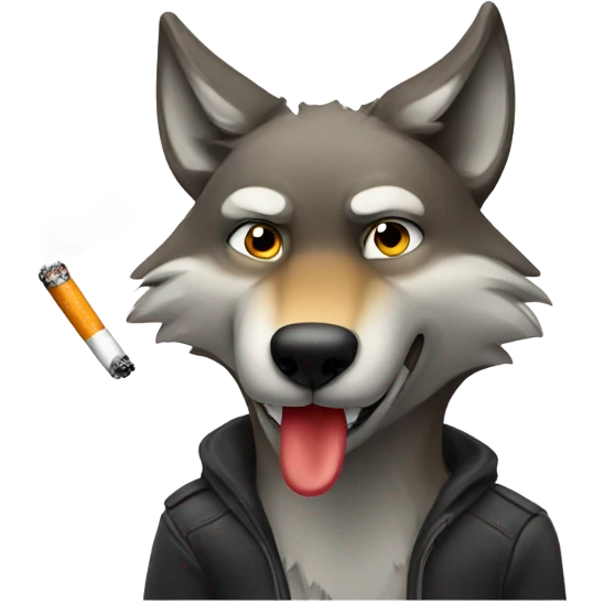 Wolf smoking a cigarette emoji
