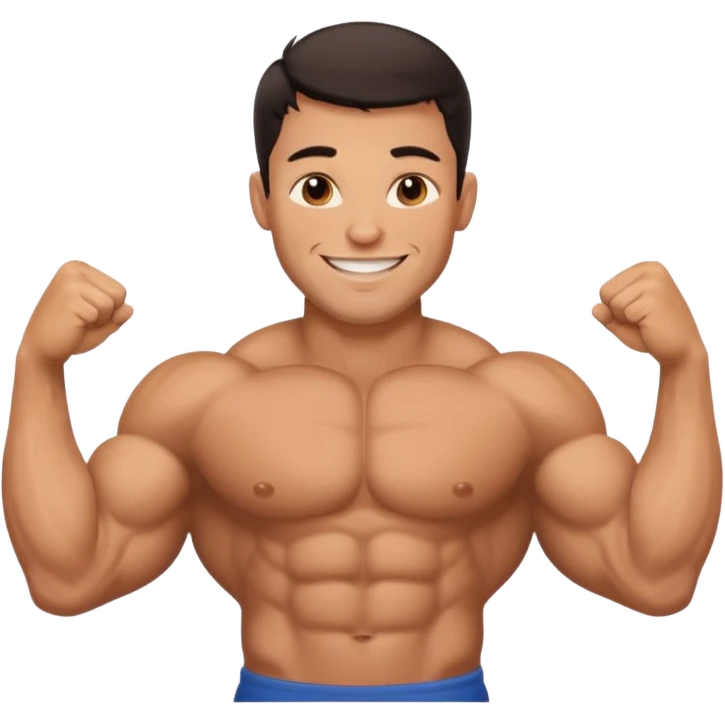 Jock man smiling very big biceps  emoji