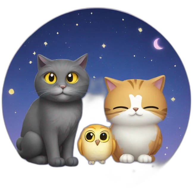 Cat and owl cosmos emoji