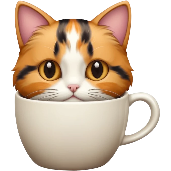 a cat peeking out of a coffee cup emoji