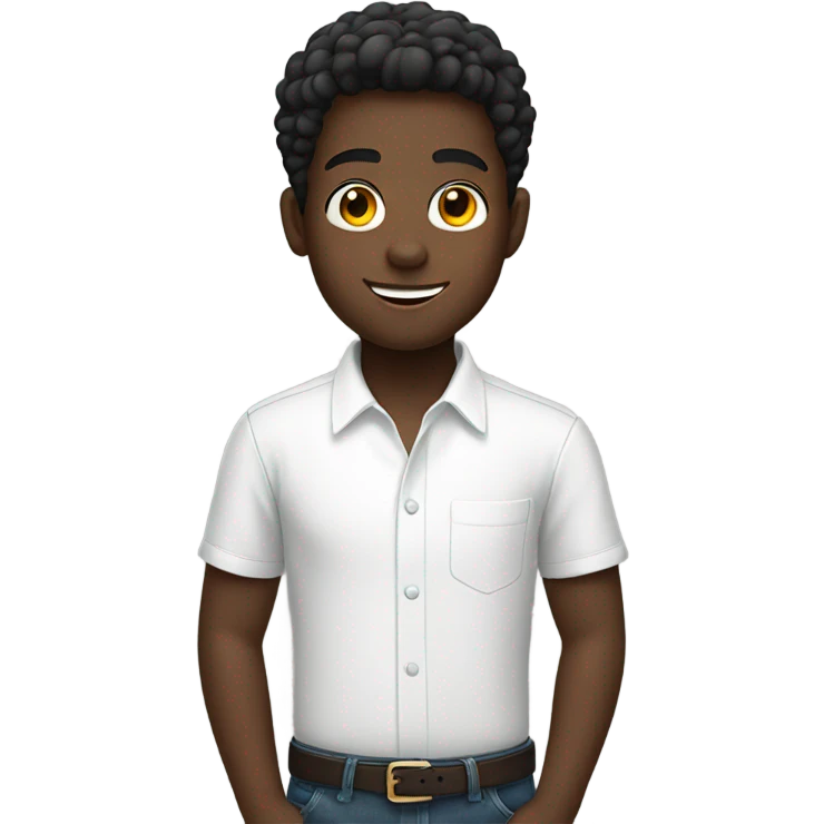 smiling black boy in white shirt emoji