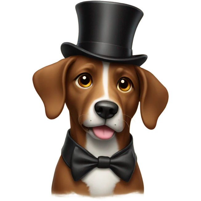 brown dog with a tophat emoji