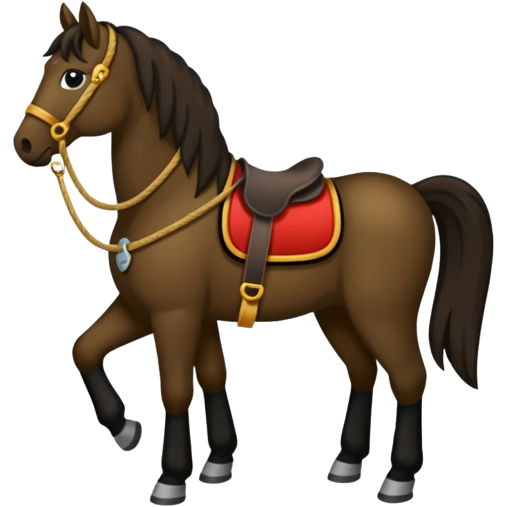 Spanisches dunkelbraunes Pferd mit langer schwarzer Mähne emoji