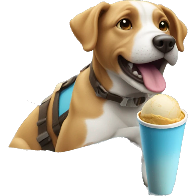 Dog eating ice cream on a boat emoji