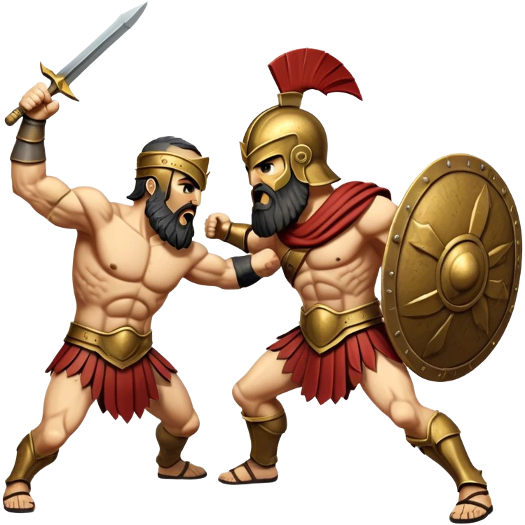 Bearded spartan figth with athenian emoji