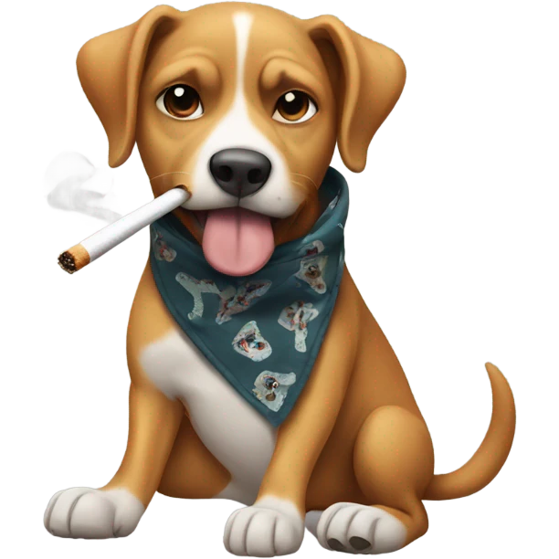 Dog wearing a bandana and smoking a cigarette  emoji