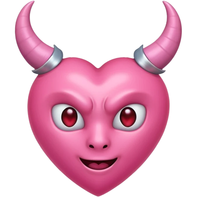 a plain pink heart with demon horns on it, no face emoji
