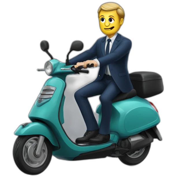 Macron sur un scooter poursuivi par des zombies emoji