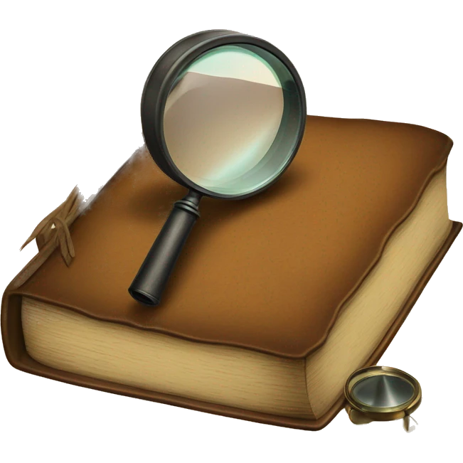 vintage book with magnifying glass emoji