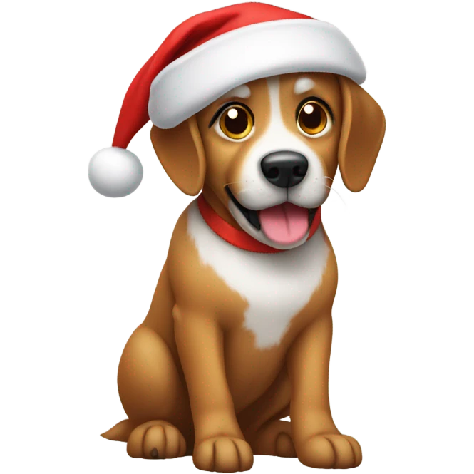 Dog wearing Santa hat emoji