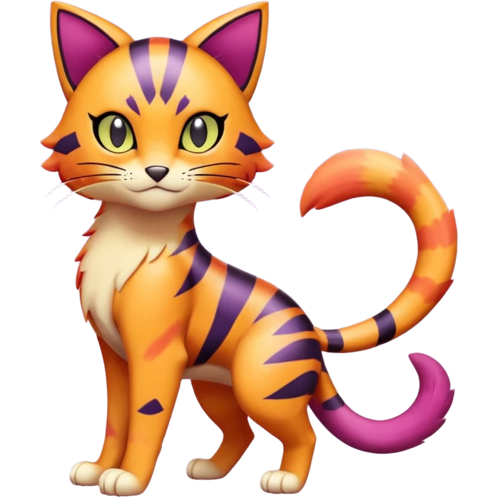 Gradients-colored Liepard-Purrloin-Litten-Sprigatito-Pokémon-fusion-creature (full body) emoji