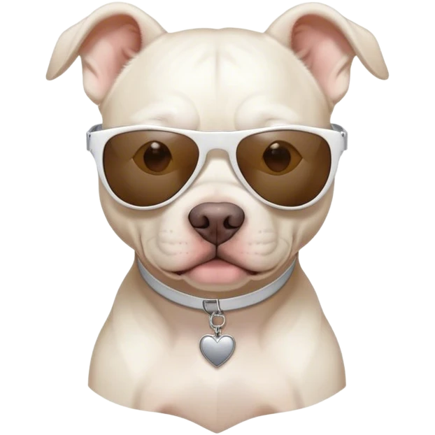 White pitbull wearing sunglasses emoji