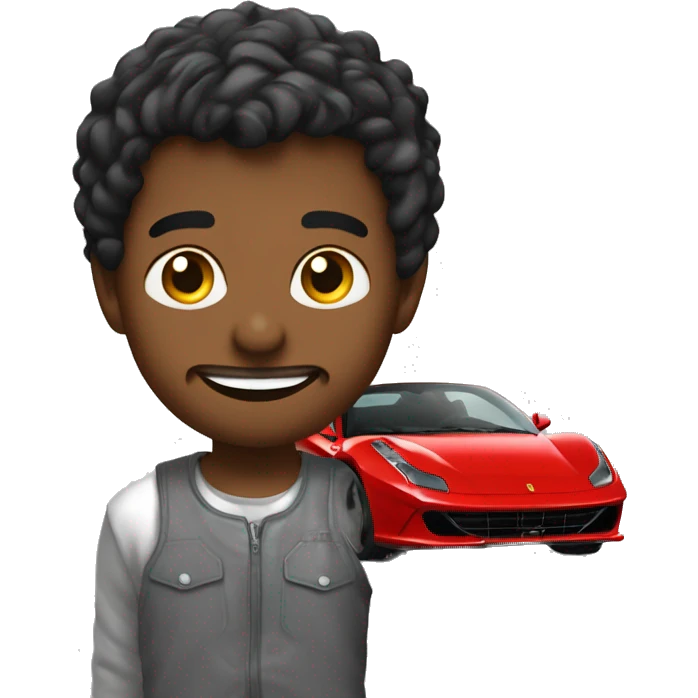 Garcon qui ouvre la porte d'une ferrari avec une richar mile emoji