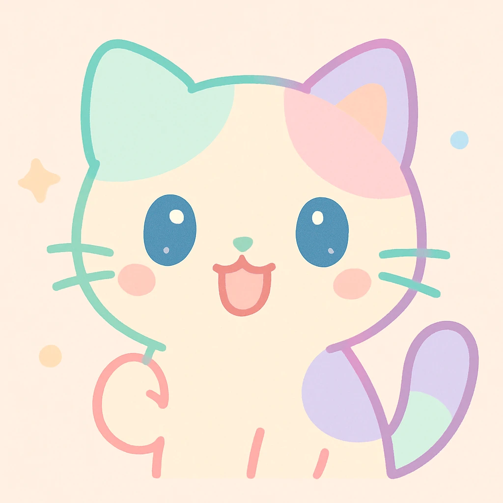 a cat with an open mouth, as if speaking, in a cute style emoji
