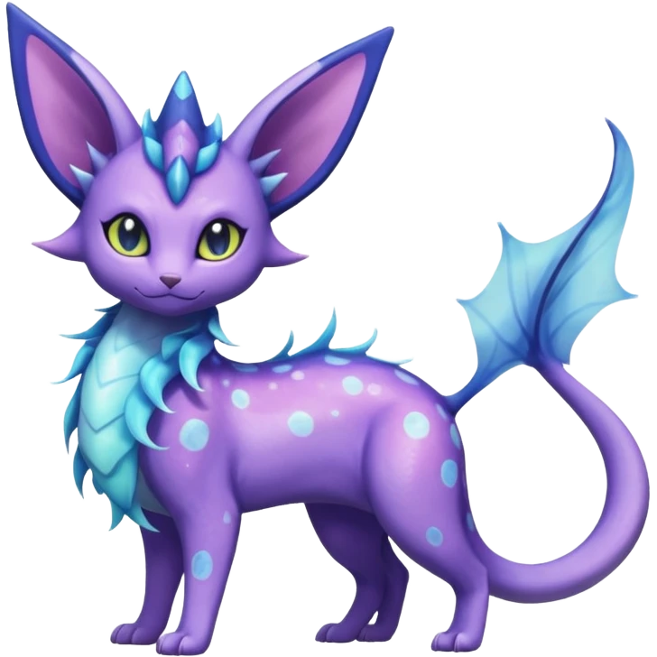 Shiny Nebulae Purrloin-Espeon-Lumineon-Vaporeon-Amaura-Dragonair-Fakémon-hybrid-creature (full body)  emoji