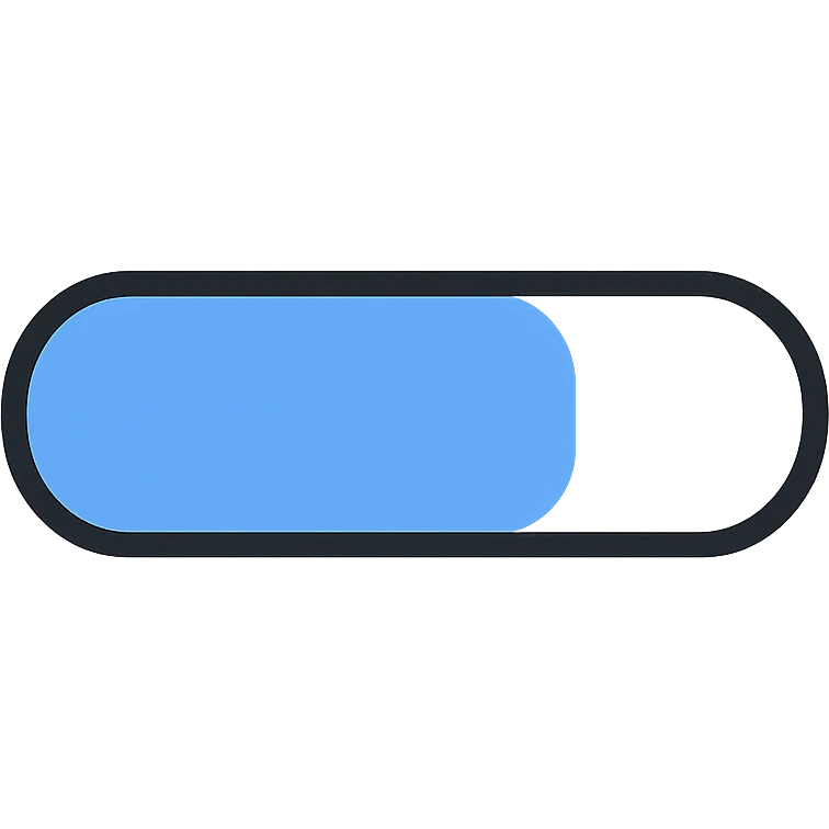 minimalistic loading bar icon, modern flat design, horizontal bar, 60% filled, rounded corners, subtle gradient, light gray background, blue progress, vector style, for app UI emoji