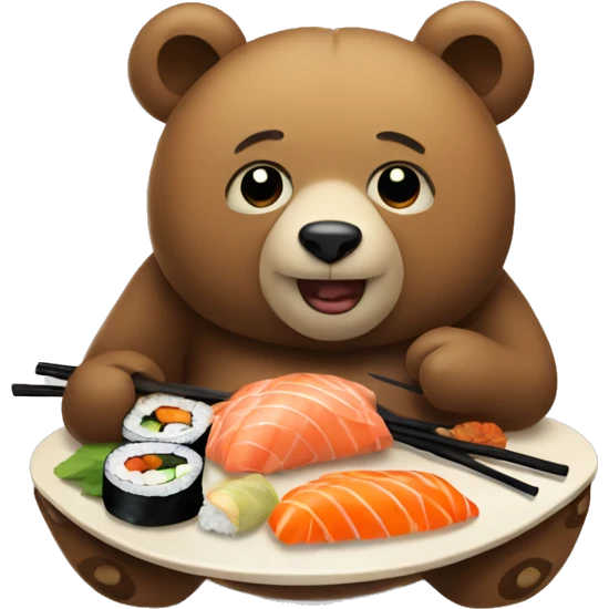 A bear eating sushi  emoji