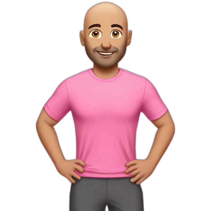 Bald Lebanese agile coach with posture and pink tshirt emoji