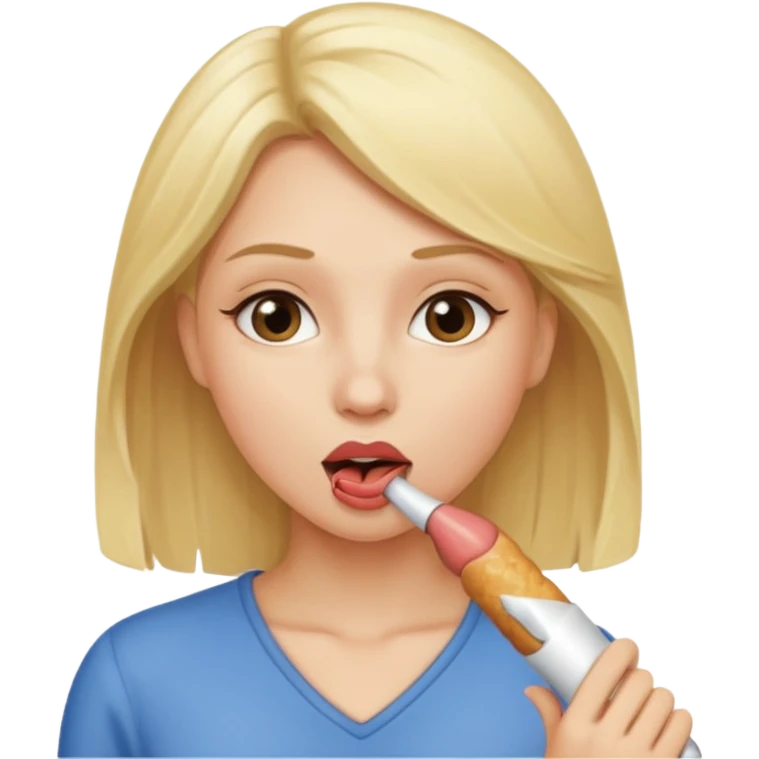 A woman sucking a penis emoji