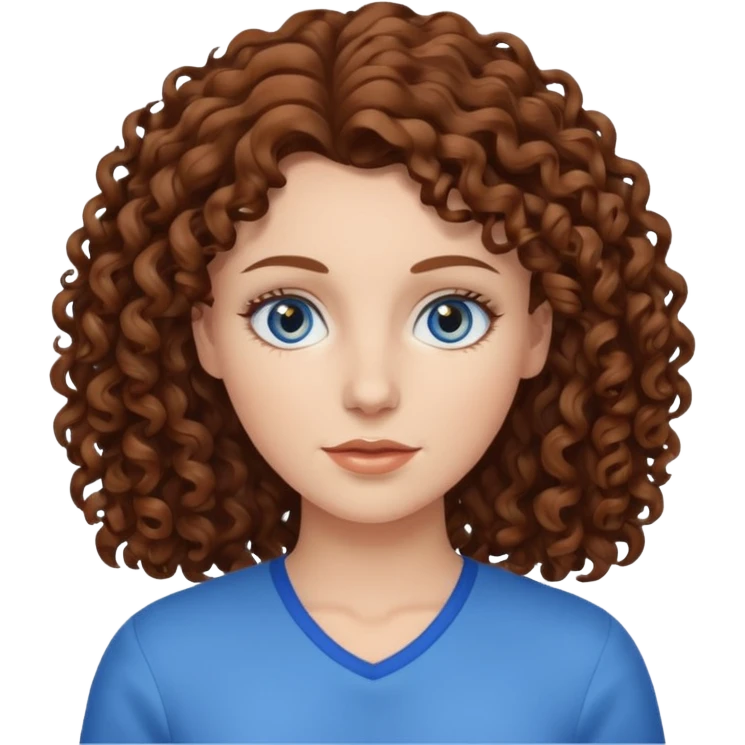 White woman with brown curly hair emoji