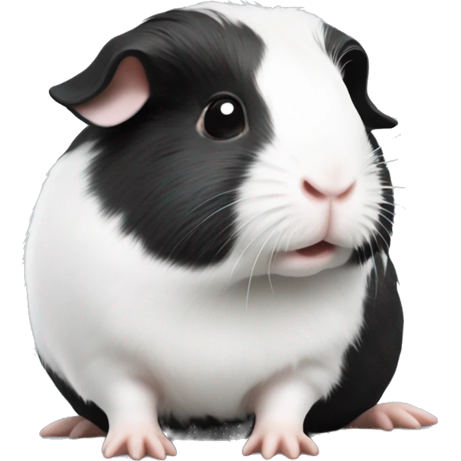 Black with white spots guineapig sitting down very cute but realistic emoji