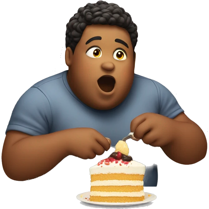 fat boy eating cake emoji
