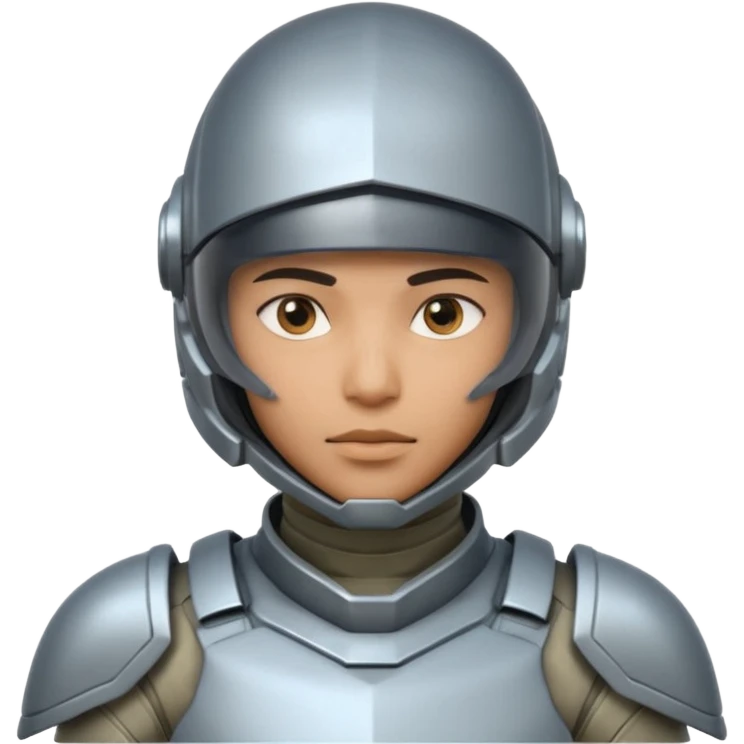 futuristic armored soldier human portrait, head and shoulders only, South Asian facial features, helmet visor, sci-fi armor details, 3D cartoon, mobile game icon style, clean background, no text, no watermark
 emoji