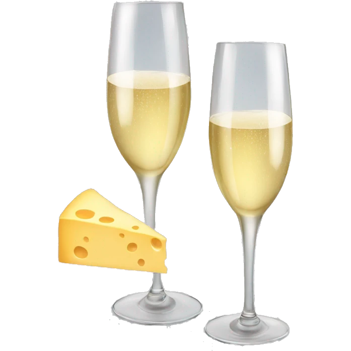 Two champagne glasses and cheese  emoji