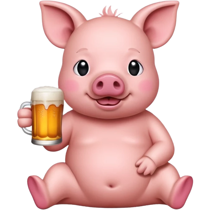 apple pig emoji sitting up drinking a beer drunk emoji