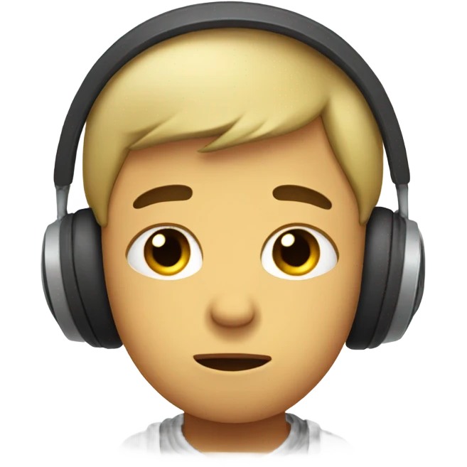 Sad boy crying with tears in his eyes and wearing headphones emoji