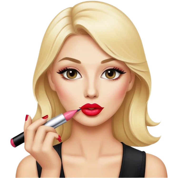blonde makeup artist applying lipstick emoji