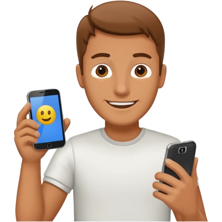 happy man leaving review on google on one phone emoji