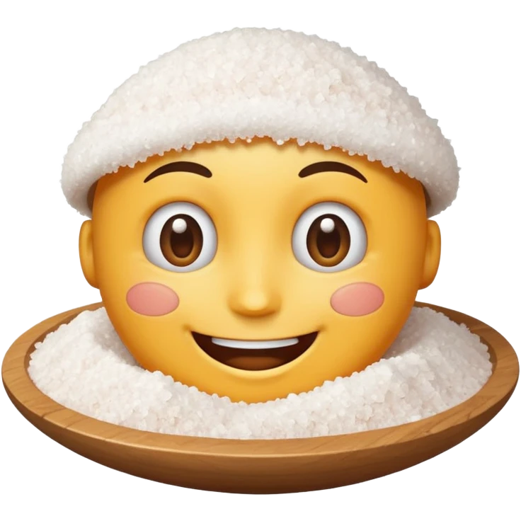 Happy face with pile of salt emoji