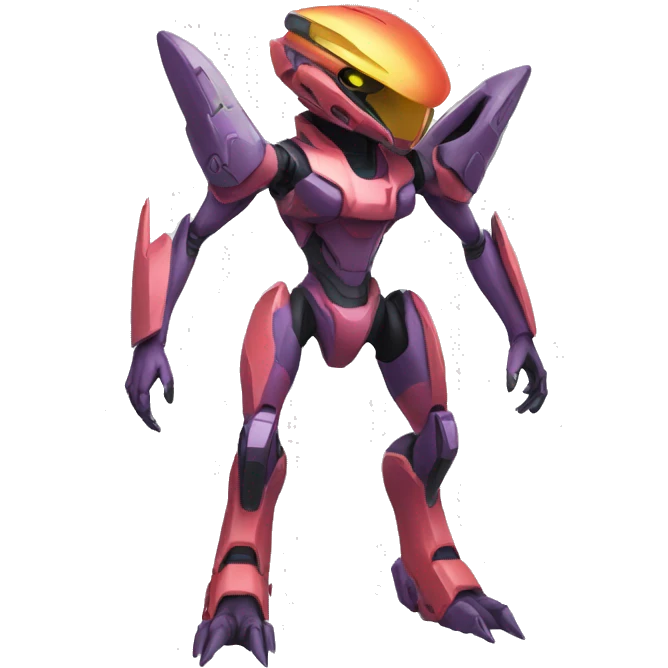 a Genesect-Raptor-Fakémon—hybrid with a futuristic visor-helmet full body emoji