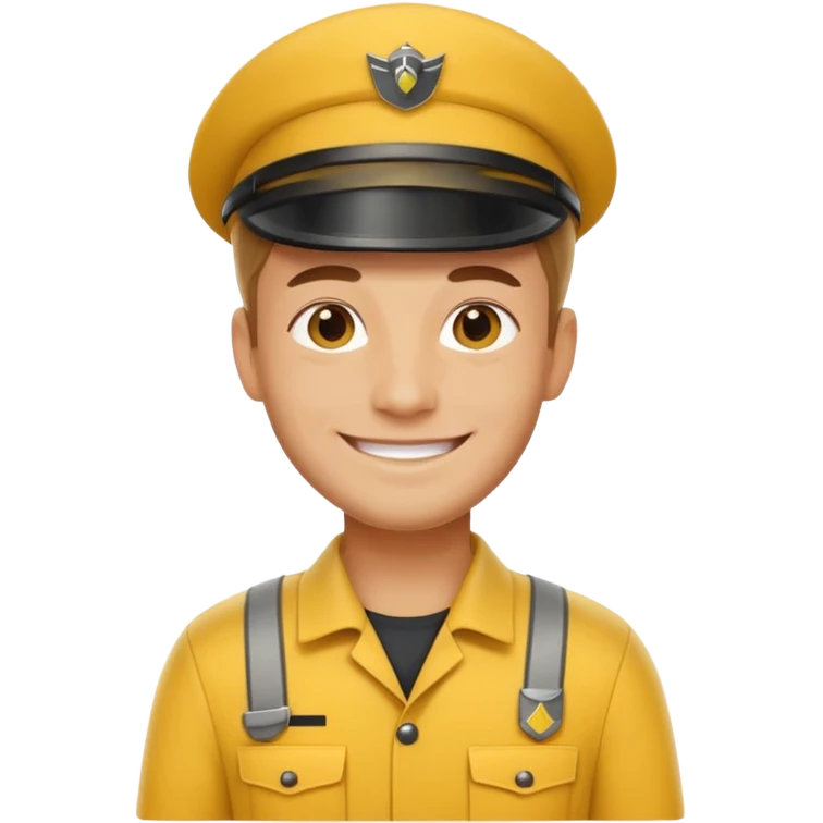 german delivery guy with yellow uniform emoji
