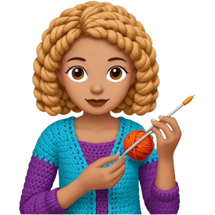 Mujer tejiendo crochet  emoji