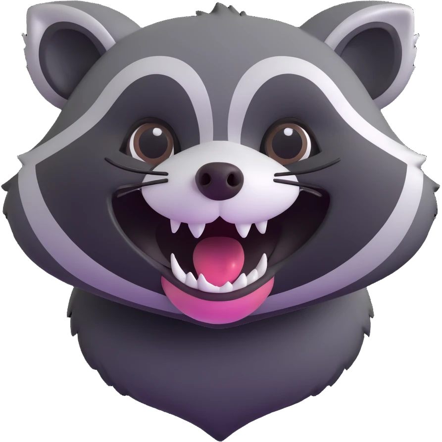 raccoon laughing so hard they are crying, tears streaming down, mouth wide open, expressive joyful face emoji