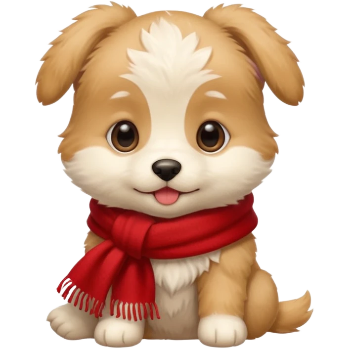 baby dog wears red scarf  emoji