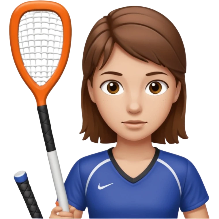 Brown haired girl playing field hockey emoji