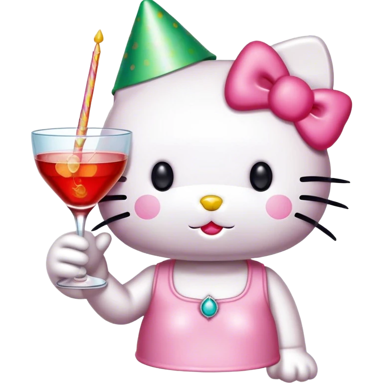 Hello kitty drinking a shot emoji