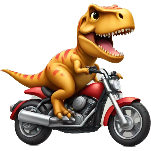 Cute T-Rex emoji riding a motorcycle  emoji