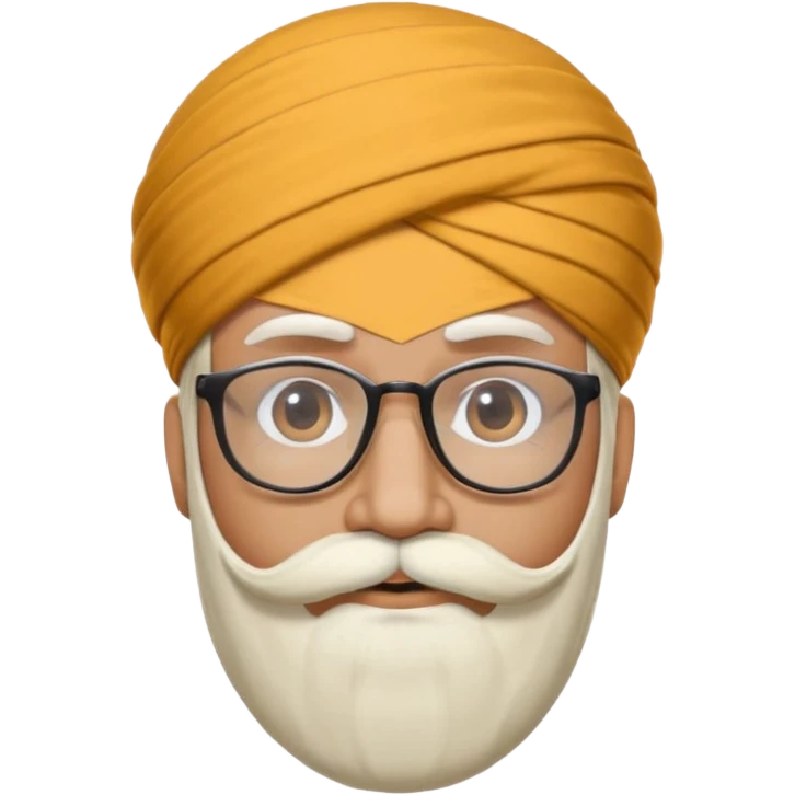 A man with a punjabi turban and having a big mustache face should be hidden he should also have glasses  emoji