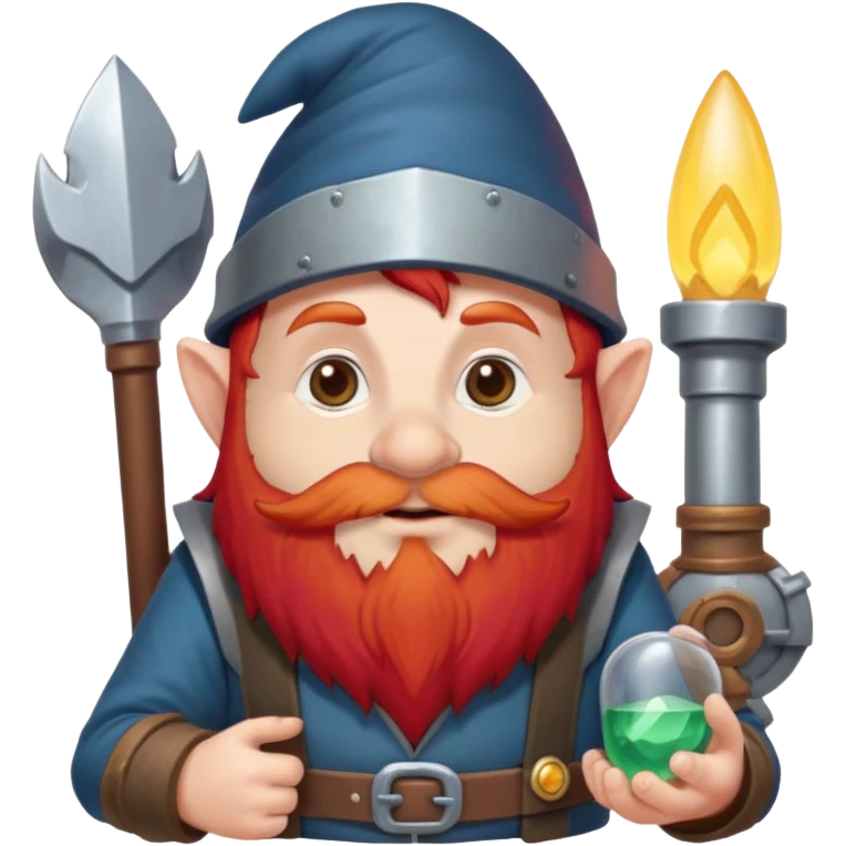 fantasy engineer gnome in a wheeclair with red hair and red beard emoji