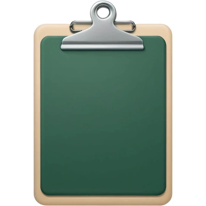 dark green clipboard with light beige paper, simple shapes, no text, Apple emoji style, minimalistic emoji
