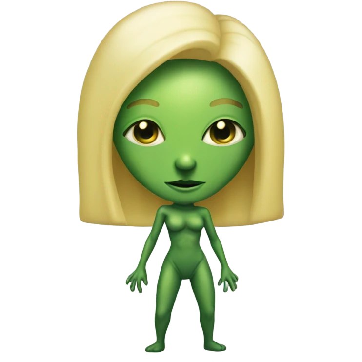 a green alien woman full body,blonde emoji