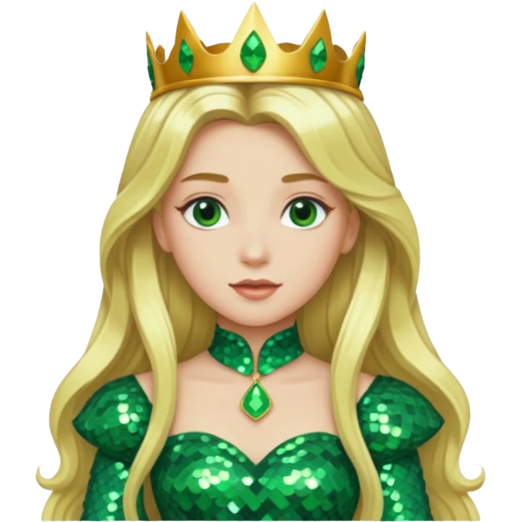 Princess Ozma from the Wizard of Oz with long blonde hair, green sequin outfit emoji