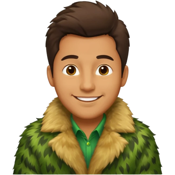 male in green fur coat  emoji