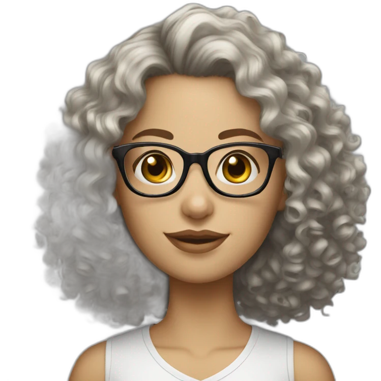 White Brunette curly hair with glasses emoji