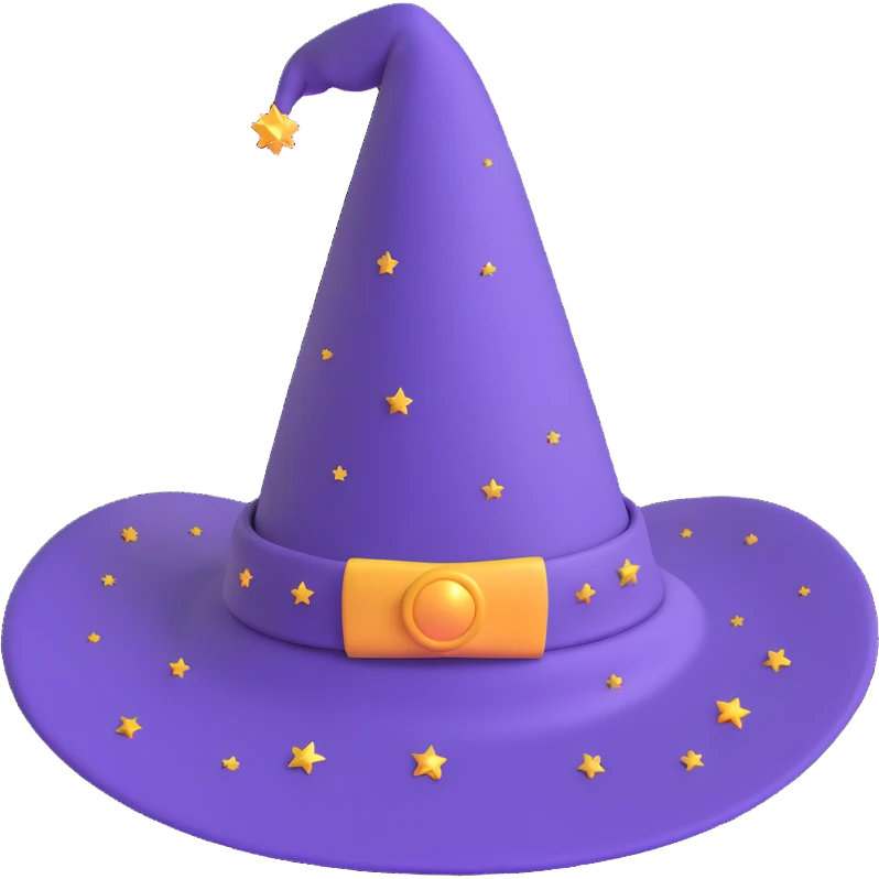 wizard hat with sparkles, 3D emoji style emoji