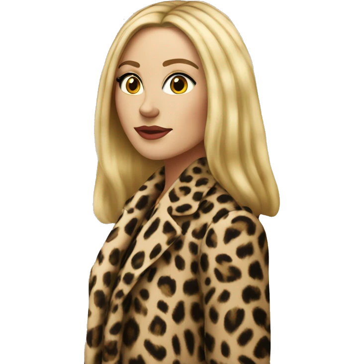 Beautiful blonde mob wife with straight hair with leopard coat  emoji